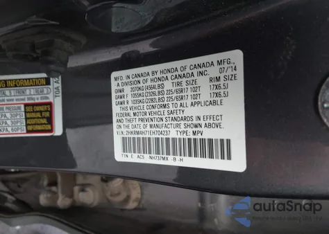 2014 Honda Cr-V Ex-L from USA, damaged, VIN 2HKRM4H71EH704237
